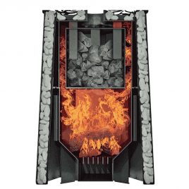 Дровяная банная печь GrillD Violet Steel Romb Short Window Max, камень 100 кг