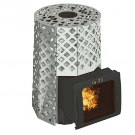 Дровяная банная печь GrillD Violet Steel Romb Short Window Max, камень 100 кг