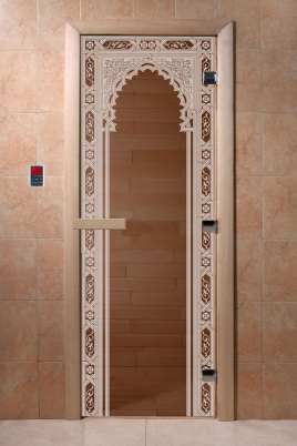 Стеклянная дверь DoorWood Восточная арка бронза, коробка ольха
